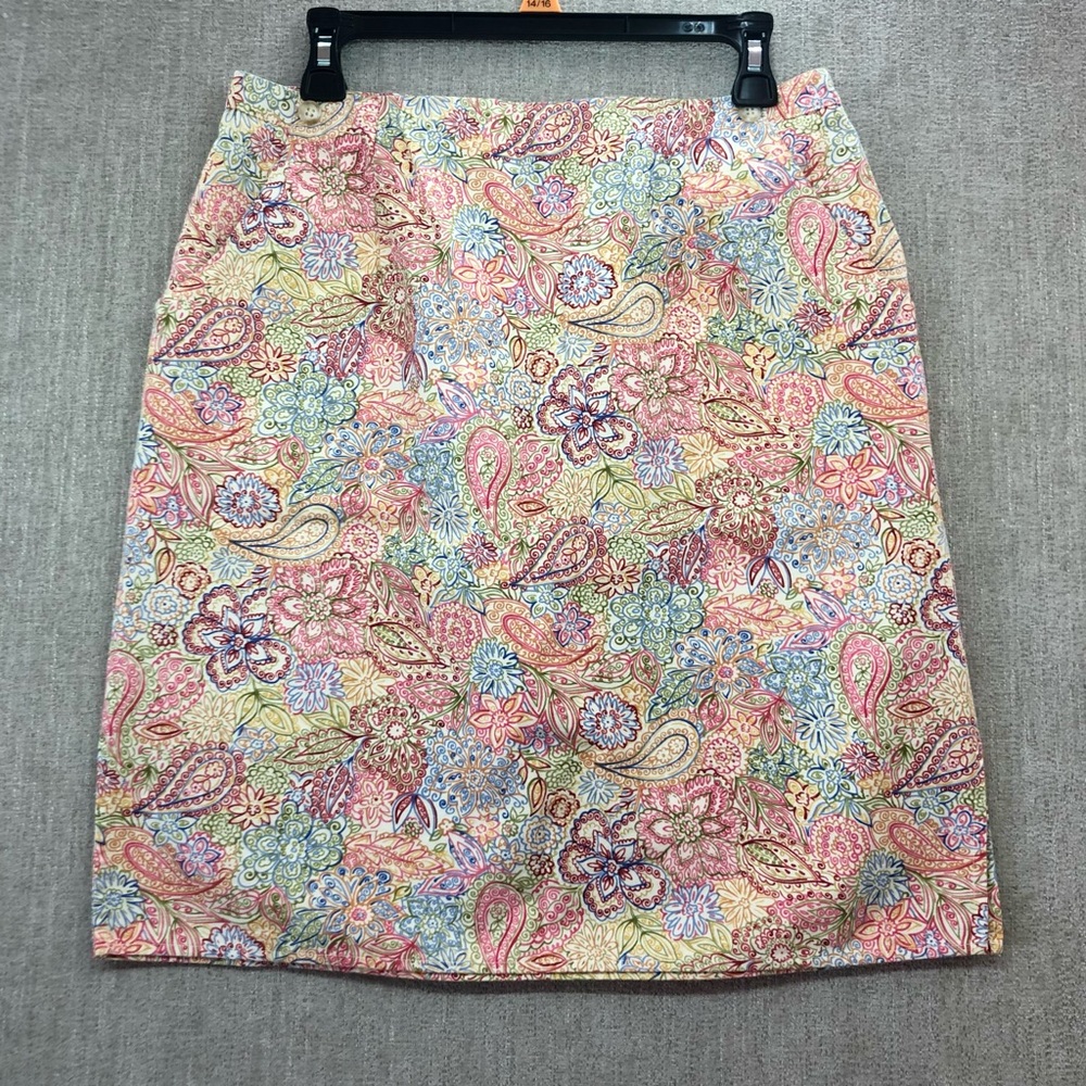Talbots Multicolored Floral Paisley Print Side Zip Mini Skirt Size 12